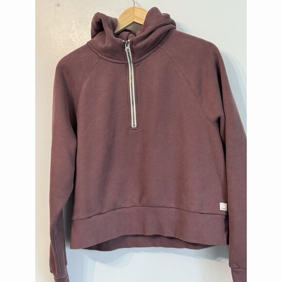 Vuori Restore Half Zip Hoodie Elderberry Womens Large Organic Cotton Sustainable - Picture 4 of 7